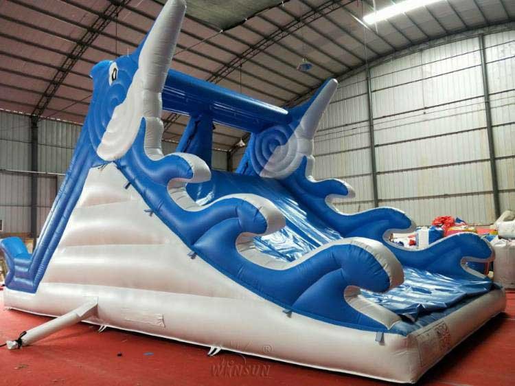 Customized Inflatable Dolphin Water Slide WSS-248 With Air Blower 10x5x5.5m