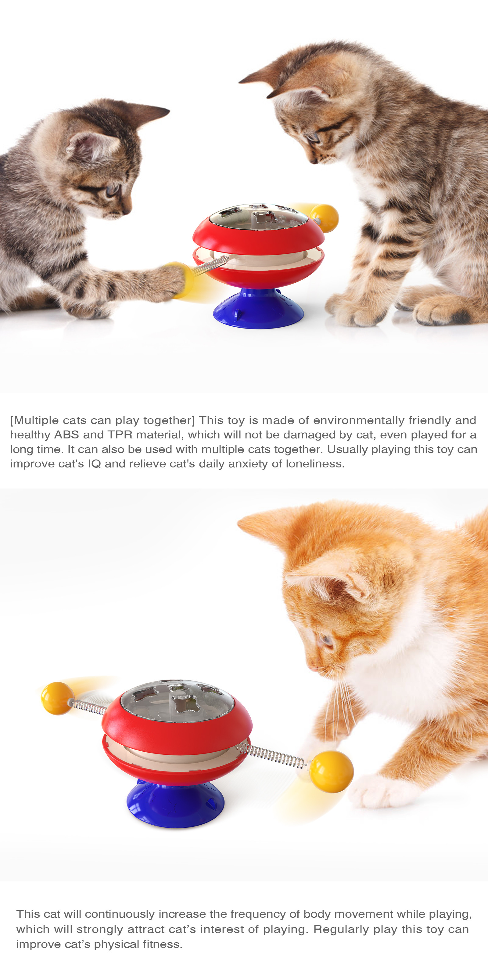 Cat Interactive Pet Toys Gyro Turntable Catnip Ball ABS OEM