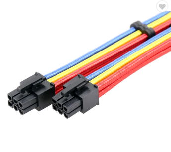 Rainbow Color Power Supply Cable Extension Cord PSU Braided Extension Cable Kits 18AWG Elbow Data Cable Computer