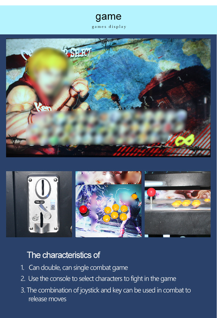Street Fighter Double Players Coin Operated Arcade Machines