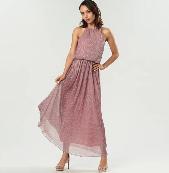 2019 new fashion ladies dress womens Metallic Shimmer Maxi Dress party dress
