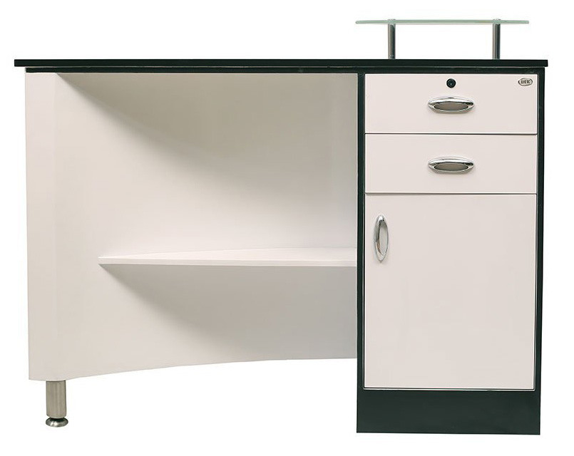 Sliver Curve Beauty Salon Front Desk , Salon Reception Counter With Shinning Foot
