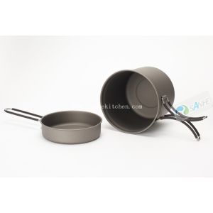 Titanium cookware set, soup pot and frying pan/camping cookware set