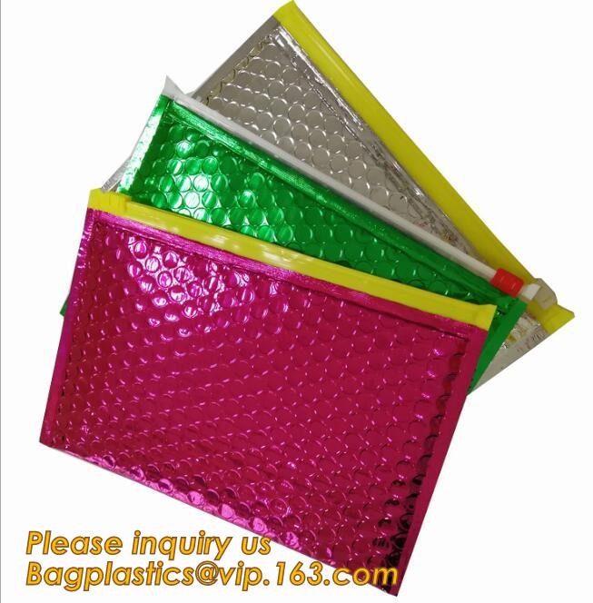 air mail metallic holographi rose gold bubble padded mailer / Zip lockkk bubble bag/ slider bubble bag,Holographic Factory