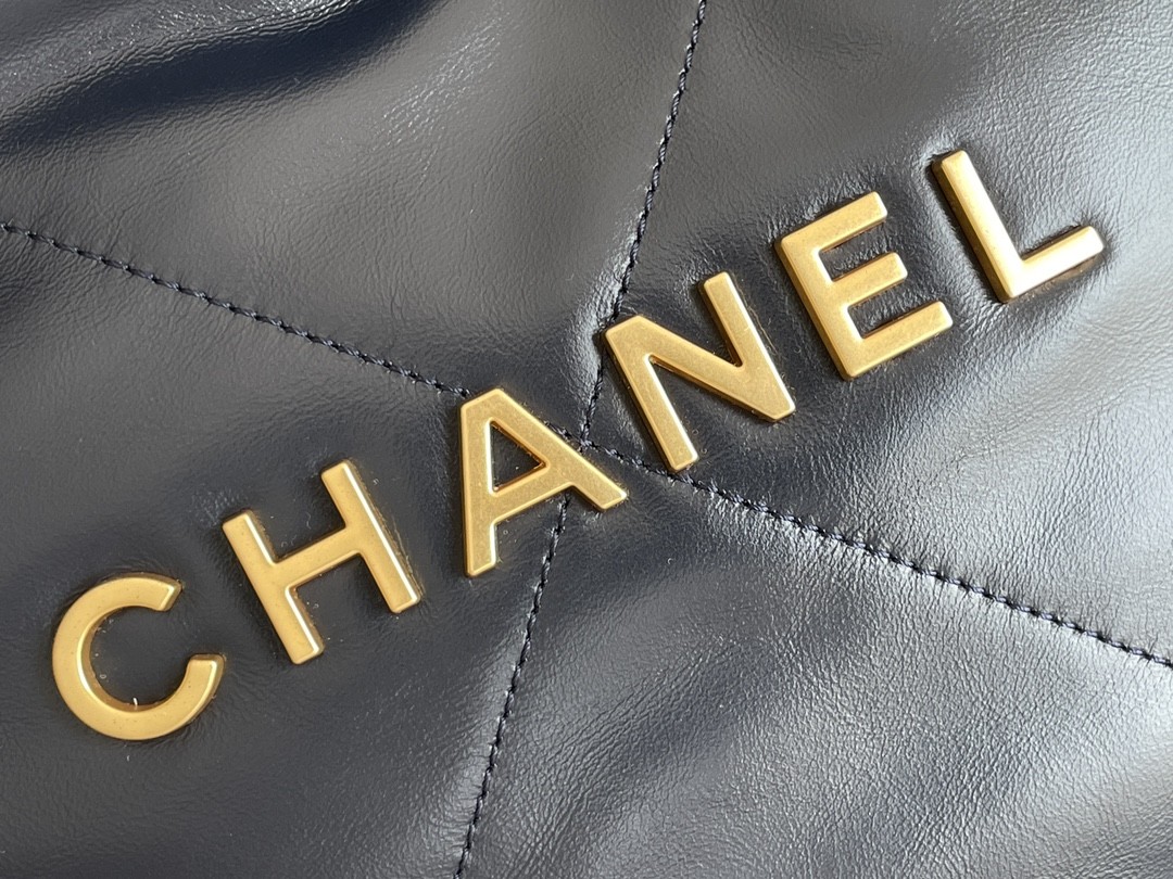 22S Calfskin Navy Chanel 22 "Trash Bag" Small Handbag ODM