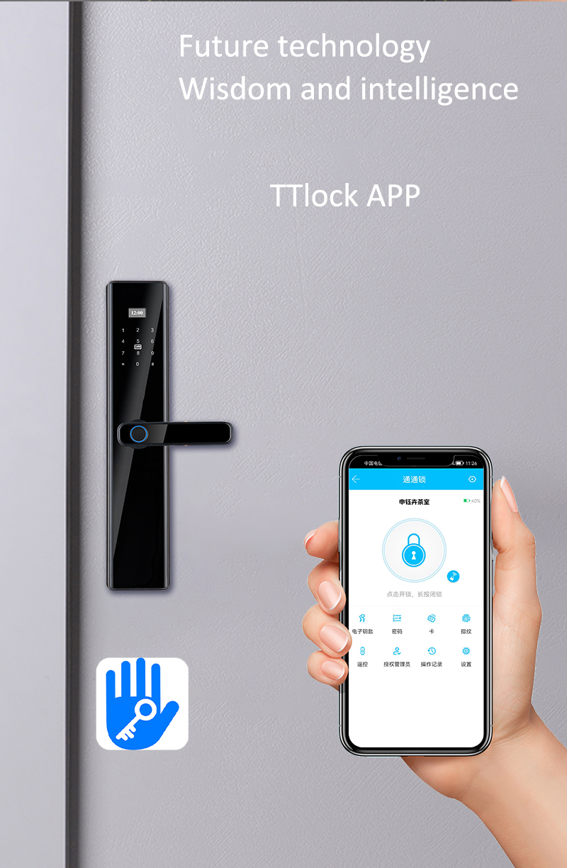 5kg Fingerprint Biometric Door Lock Passcode IC Card Bluetooth Door Lock
