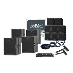 ARE Audio Line Array Speaker PA System with Eight Single 10 Full Range and Four 18 Bandpass Subwoofers