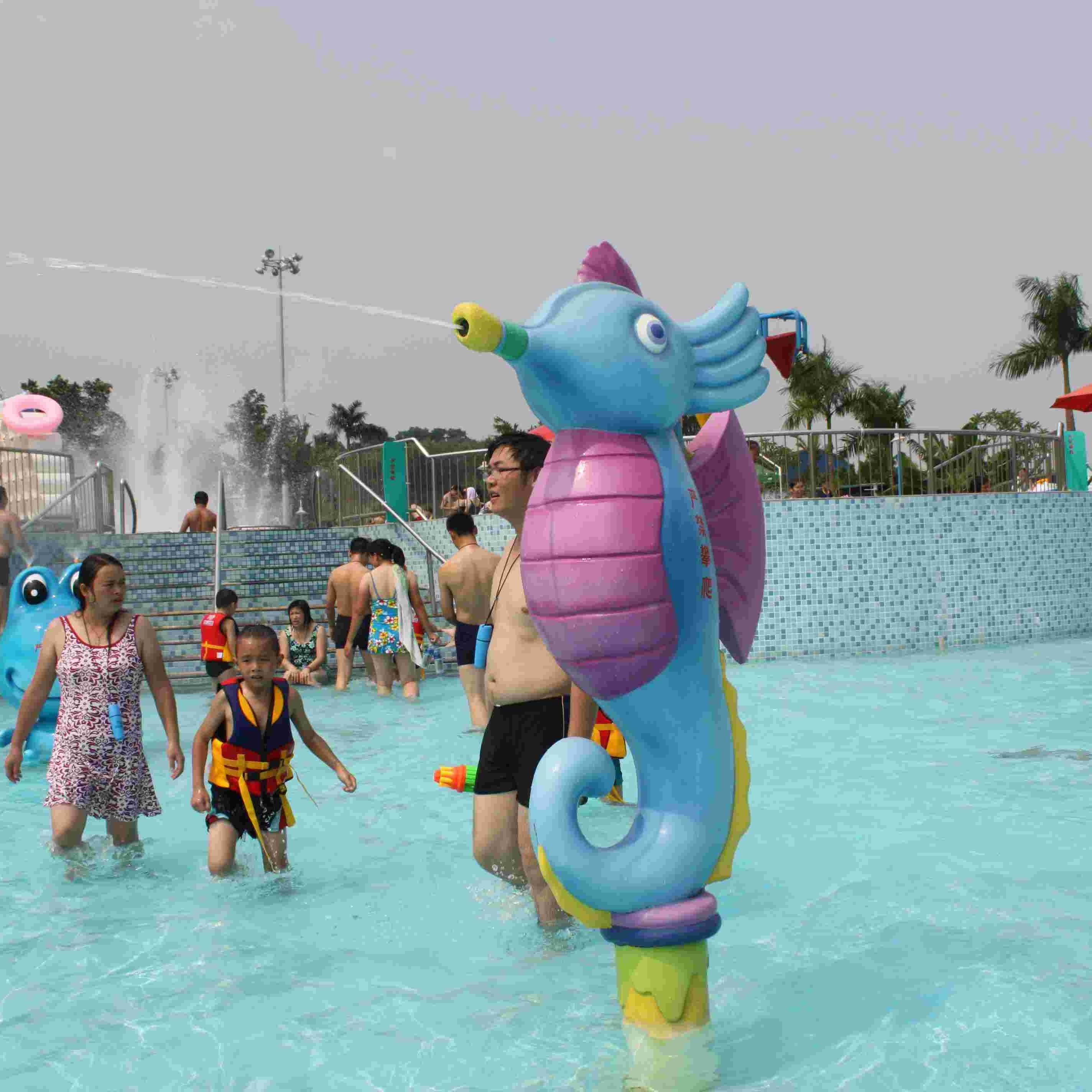 Kids Spray Park Equipment , Water Games Spray Cartoon Hippocampus for Water Park