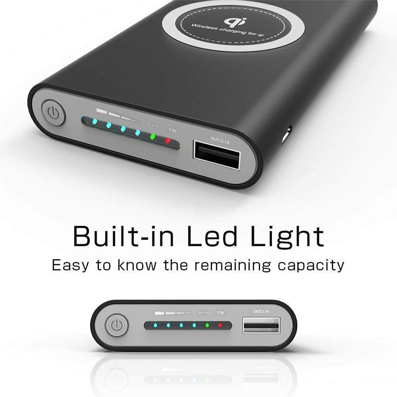 Wireless Qi Length 135mm Personalised Power Bank Black White Grey
