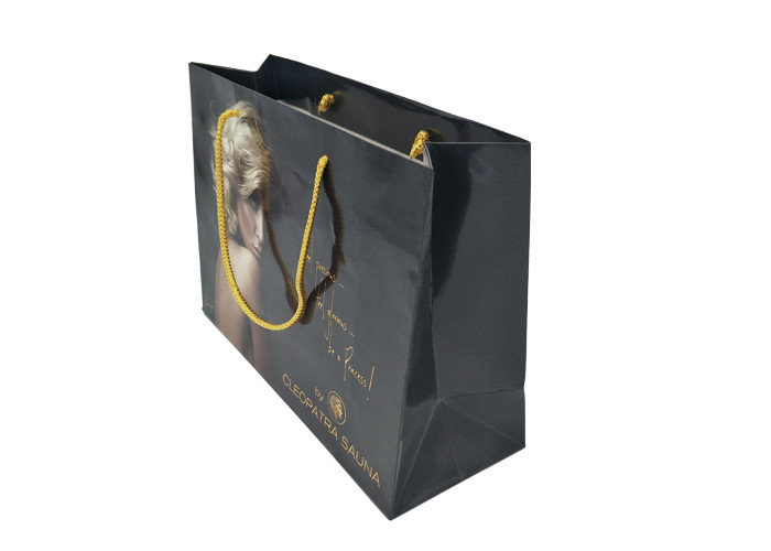 Custom print wholesale glossy laminated wide bottom gift paper bags for clothing