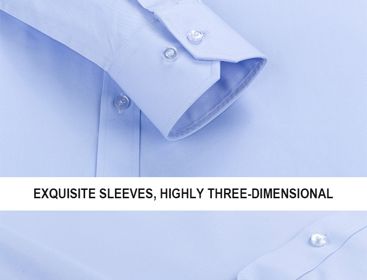Four Seasons Work Blue Men's Long-Sleeved Shirt Pure Cotton and Liquid Ammonia Fabric