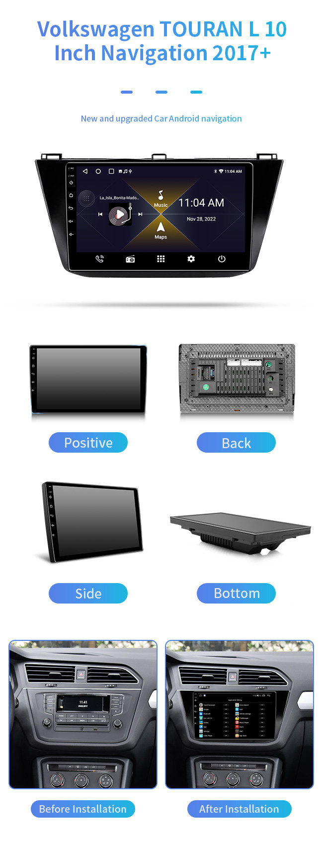 9 Inch 8 Core Bluetooth Car Navigation 2.4G 5G For Volkswagen TOURAN L 2017+ AVOUT / PUT Download APP