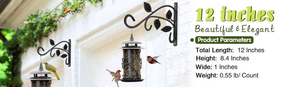 Carbon Steel Wall-Mounted Gardening Bracket Hook for Hanging Baskets and Bird Feeders