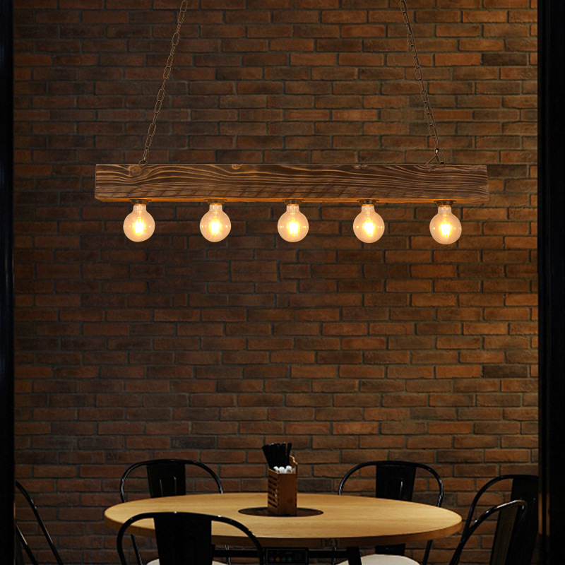 Solid Wood Chandelier Creative Industrial Style Restaurant Living Room Hot Pot Shop vintage pendant lights(WH-VP-214)