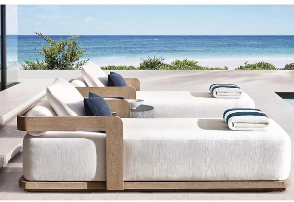 Outdoor Garden Sun Lounger Teak Wood Modern Style Hotel Pool Lounge Chair And