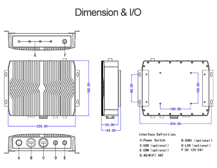 VESA Mounting Barebones Mini Pc , Linux 100 * 100 Mm Fanless Embedded Computer