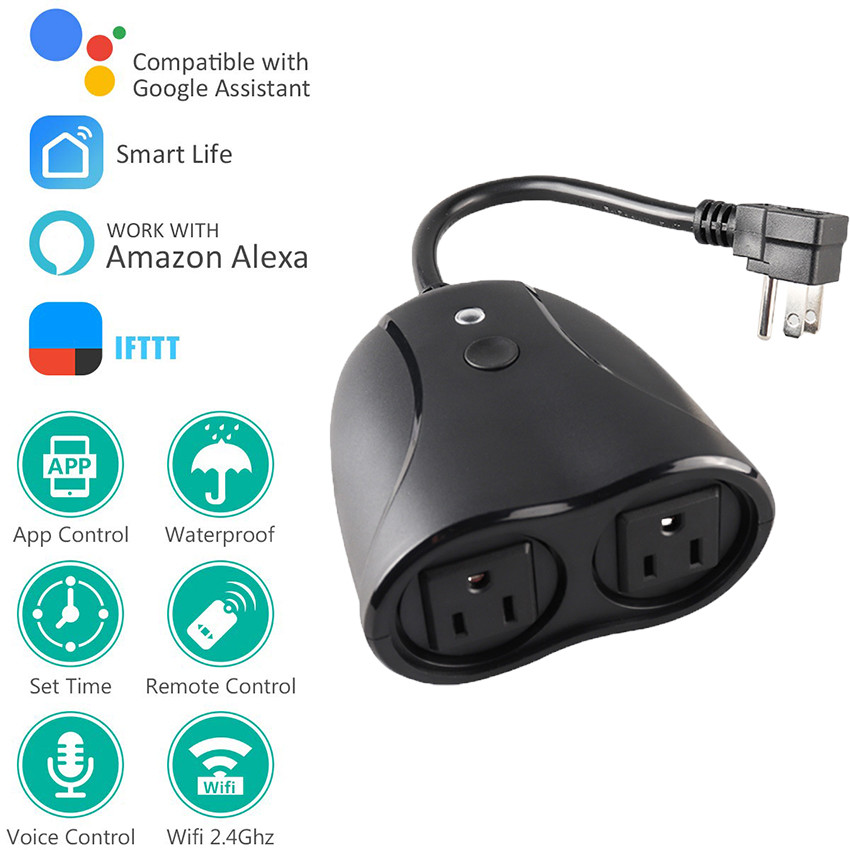 Remote Control WIFI Smart Plug Waterproof Wi-Fi Outlet Switch For Alexa / Google Assistant