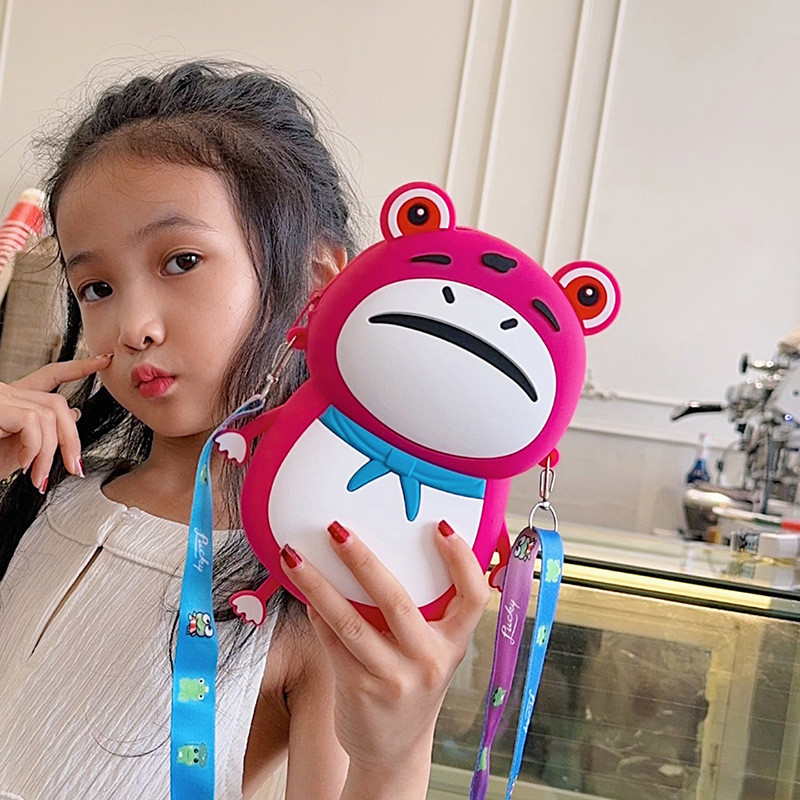 Frog Customized Silicone Pencil Case Crossbody Shoulder Bag Kids Handbag Pop Purse Bag School SUpplies Birthday Gifts