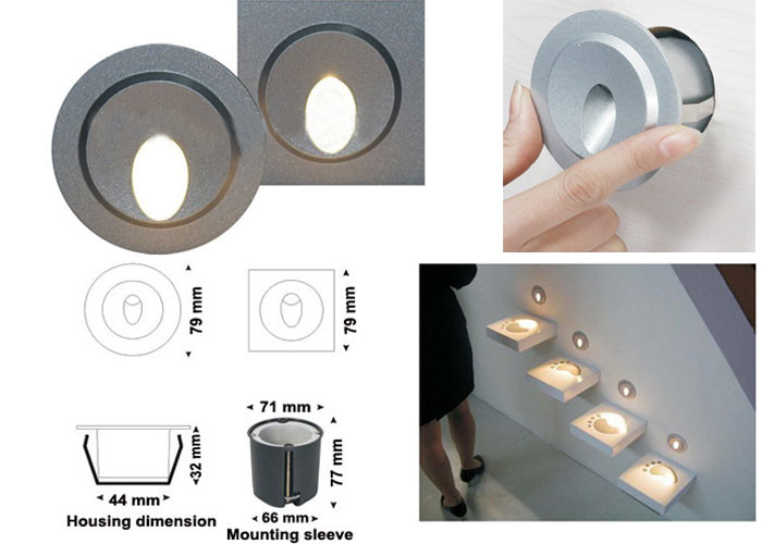 High Power 3 W Mini Recessed LED Wall Lights 3 Years Warranty