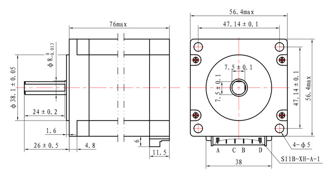 1.8 Degree 2 Phase Stepper Motor For Engraving Machinery 17.5N.M Hybrid NEMA 23