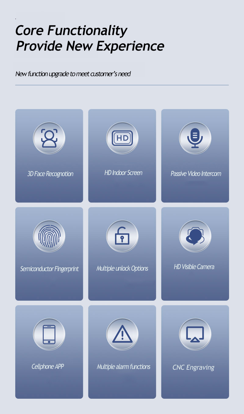 Face Recognition Video Intercom Door Lock Tuya Smart Glass Door Lock