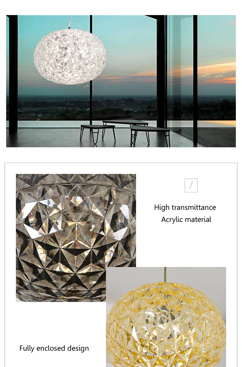 Post Modern Living room Acrylic Oval Ball Chandelier Bedroom Planet Suspension Lamp(WH-MI-385)