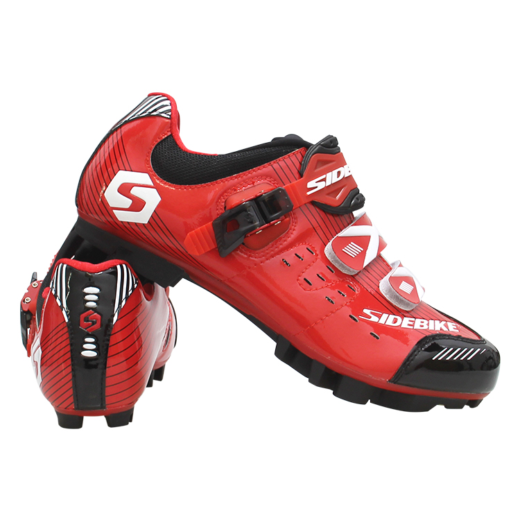 Red Mountain Bike Shoes , Reinforced Toe Cup Design Mtb Bicycle Sneakerrs