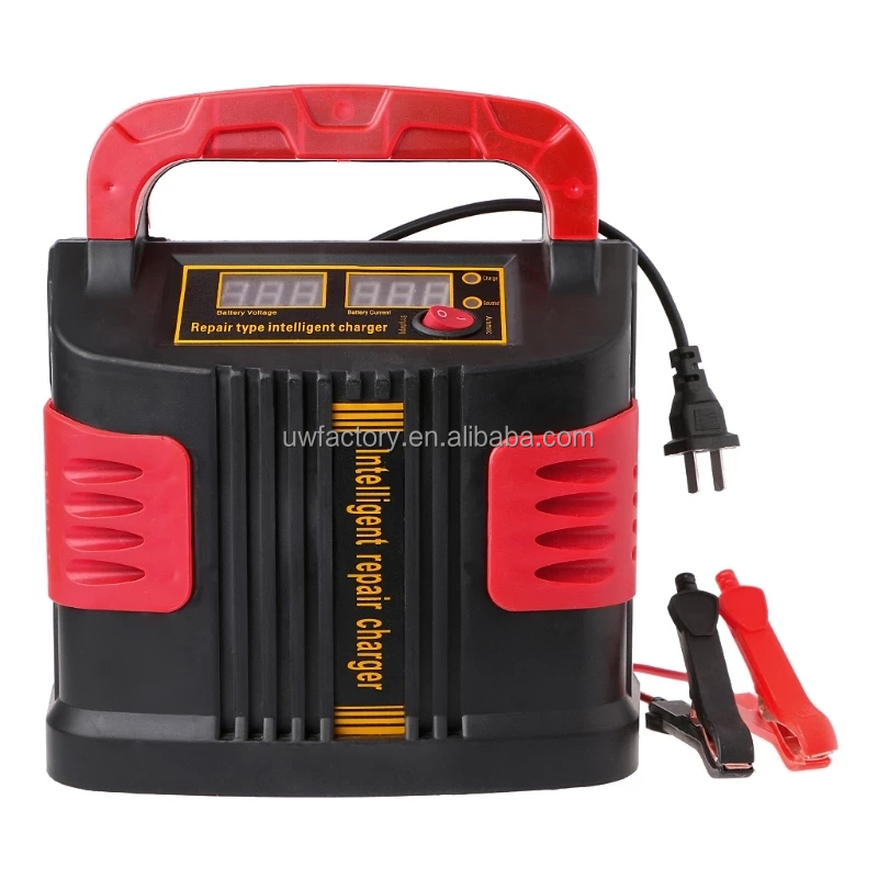 Full Automatic LCD Display 12V12A 24V6A Portable Car Battery Charger with Over-charging Protection and Repair Function
