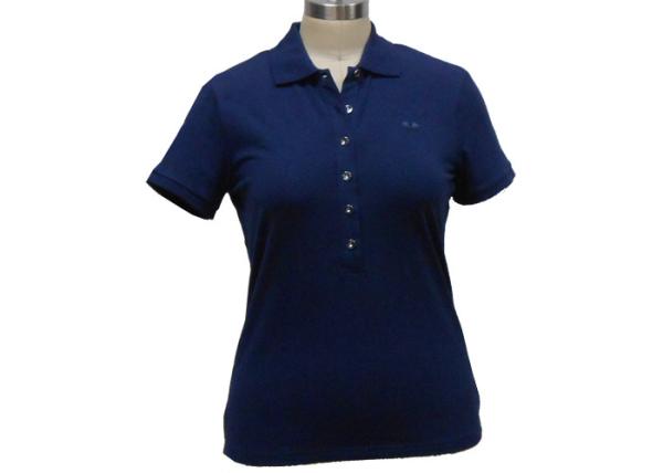 Solid Color Womens Uniform Polo Shirts , Women'S Short Sleeve Button Down Collar