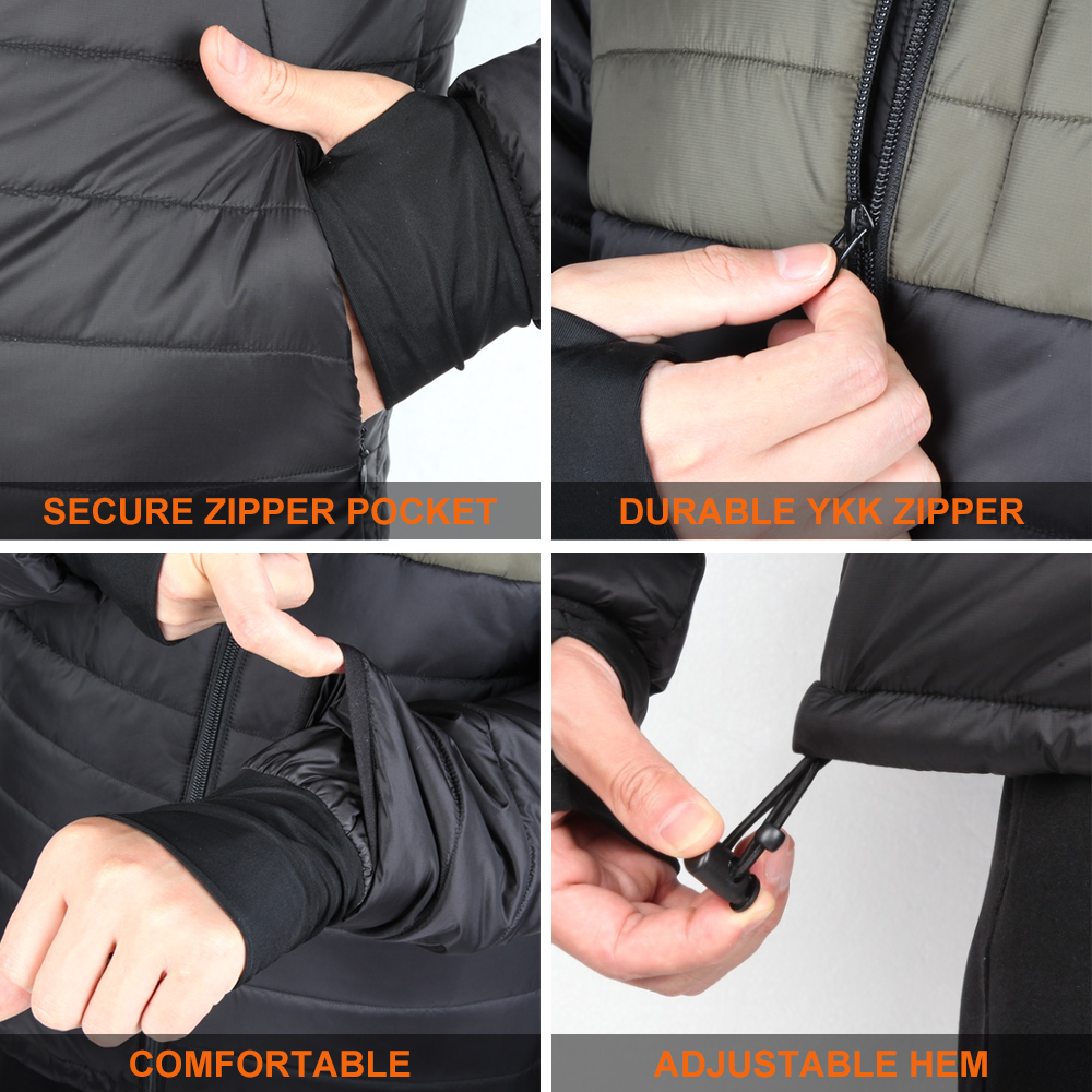 USB Powered Electric Heated Jacket Men'S Cotton Padded Puff Jacket 5v 7.4v 12v
