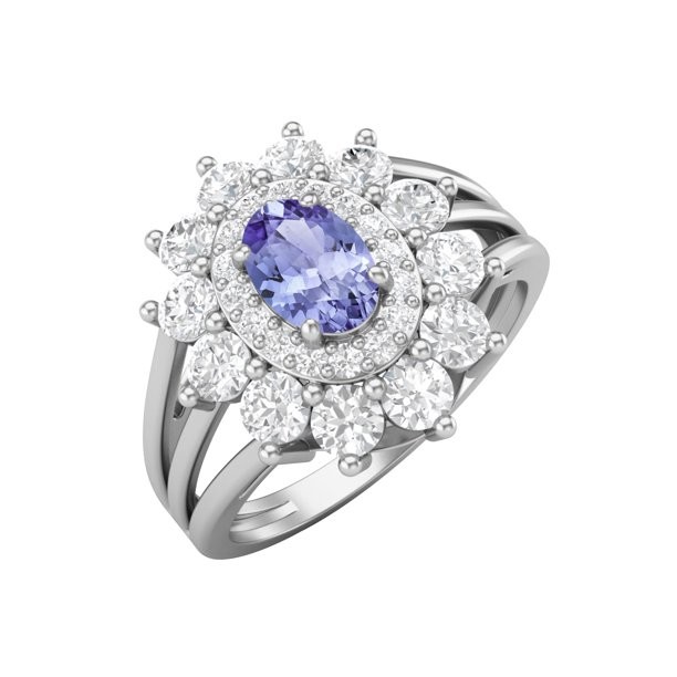 Tanzanite & White Lab-Created Sapphire Boxed Set Sterling Silver