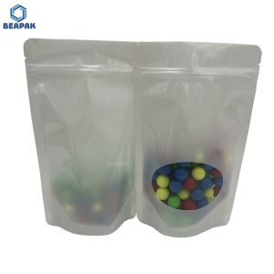 China Resealable White Zipper PE Glossy Plastic Standing Pouch on sale