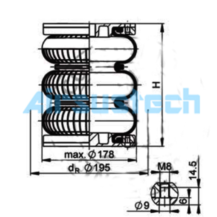 FT 76-20 DI Contitech Triple Air Spring Corss PM/31063 Norgren Rubber Air Bas 2 Bar - 8 Bar