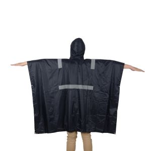 R018-R 100% Waterproof Rubberized Poncho with Reflective Tape Lightweight and