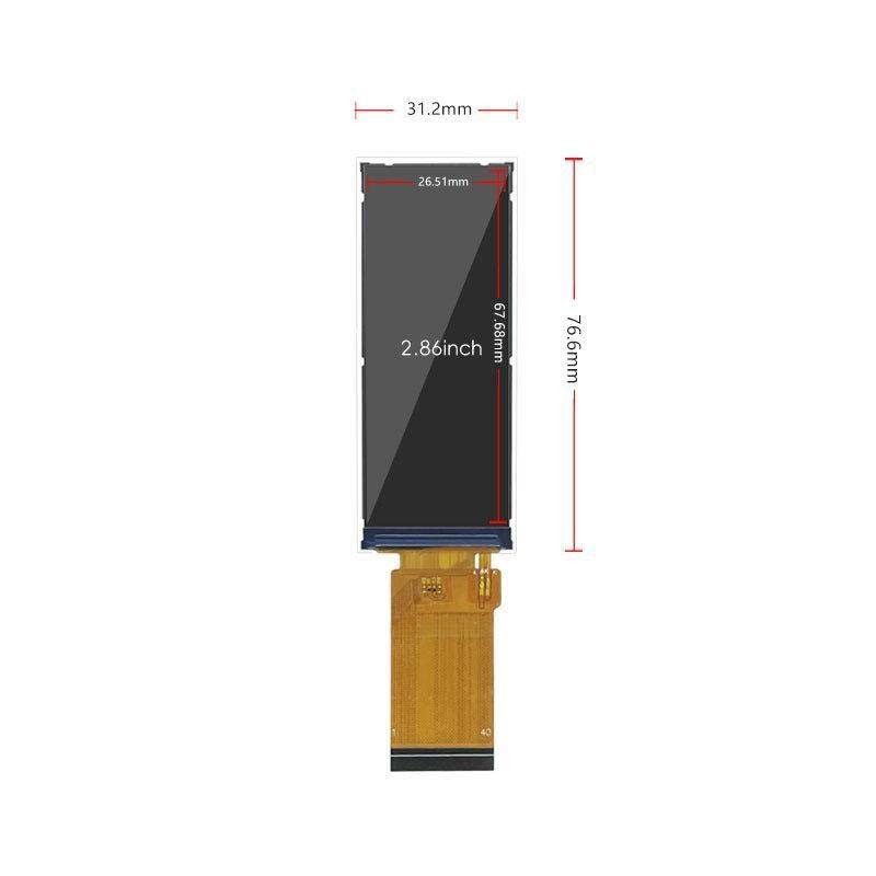 2.86 Inch Bar Type TFT Display 376*960 Resolution 40 Pins MIPI Interface 600c/D