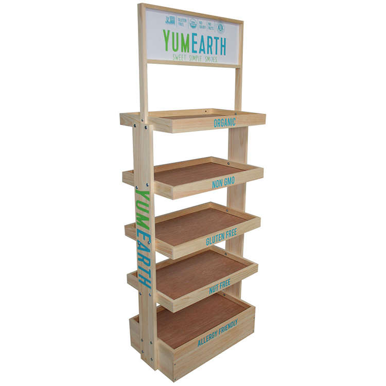 Flyer Chocolates Side Brander Wooden Tray Display Stand