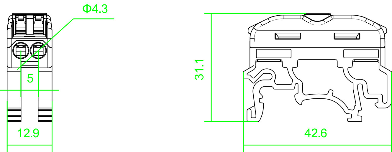 Push Type Din Rail Earth Terminals Connector Copper Tin Plating Diversion Bar