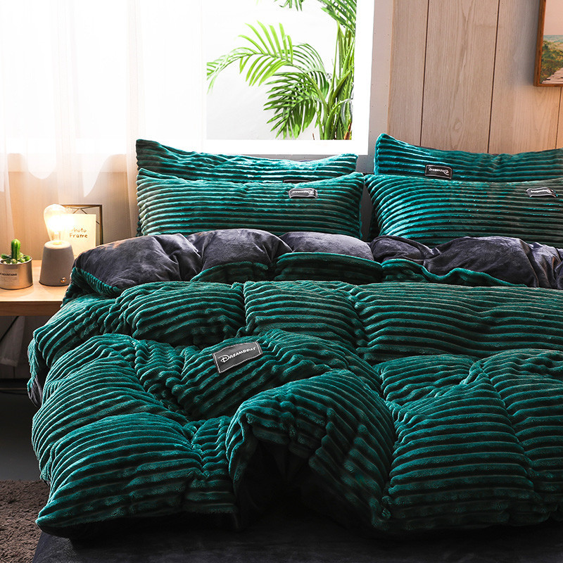 Flannel Bedding Set 4 pcs Sheet Set for Single Bed National Standards Queen/King Size