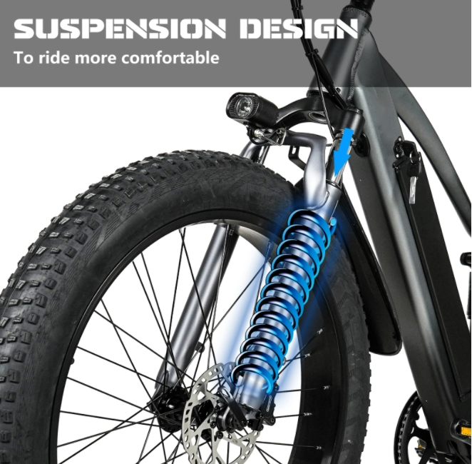 Fat Tire Electric Mountain Bikes For Adults 26 Inch 750W Motor 17Ah Lithium Battery