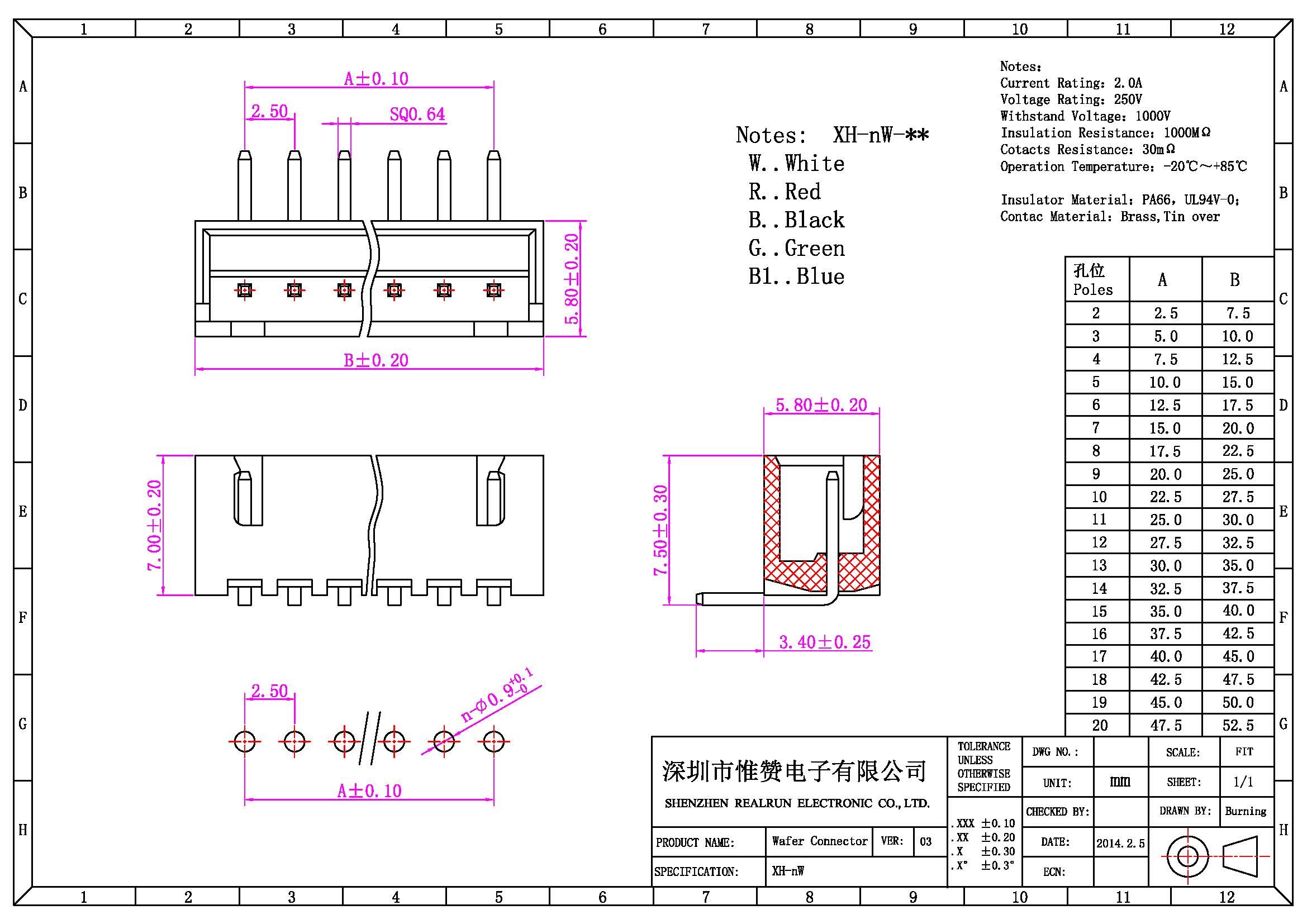 Gold Plating Wafer 4 Pin Header Right Angle Female Header Connector White