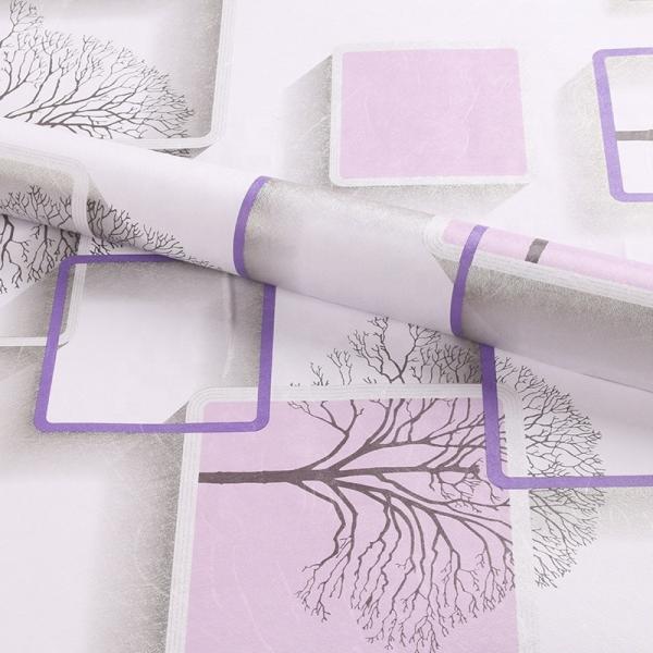 Adhensive Installation Purple 3D Wallpaper for Bedroom Walls PVC Living Room