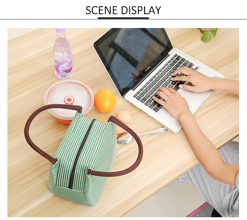 Reusable Stripe Aluminum Foil Lining Waterproof Insulated Bag