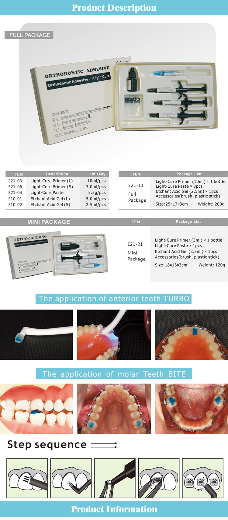 Dental Orthodontic Adhesives Light Cure 37% Phosphoric Etchant Liquid Gel