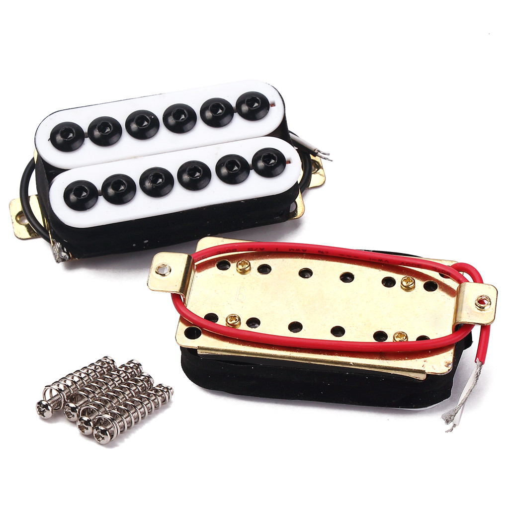 Double Coil Pickups Humbucker Ceramic 7.9KΩ Neck 16.3KΩ Bridge White Adjustable Screw