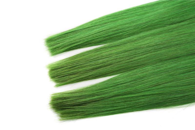 12-24 Inches Two Tones Green Color Hair Virgin Brazilian Human Hair Extension