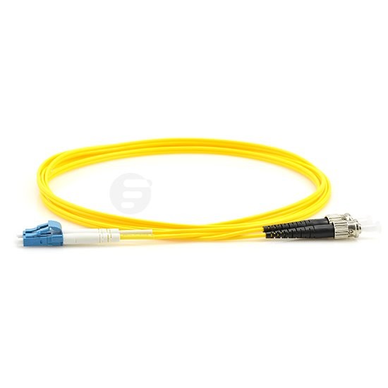 3.0mm PVC Jacket ST to LC Duplex Singlemode Fiber Optic Patch Cord in Yellow