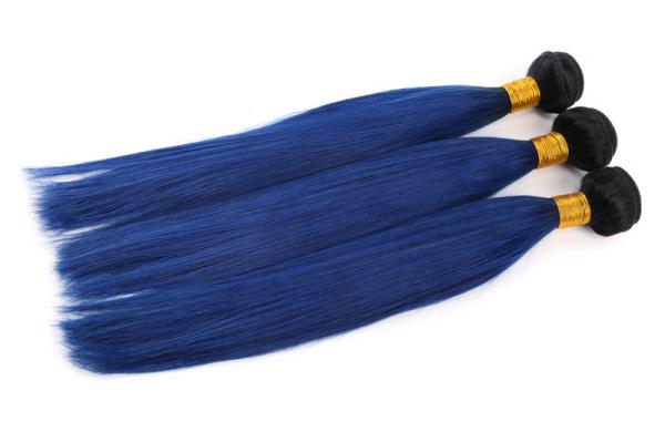 12-24 Inches Blue Hair With Black Roots Straight Hair Brazilian Virgin Hair