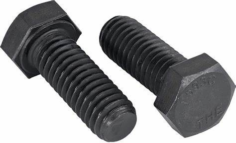 Makers Bolt 5/16"-18 X 1" Hex Bolts 18-8 Stainless Steel Black Oxidized Threaded Stud Bolts