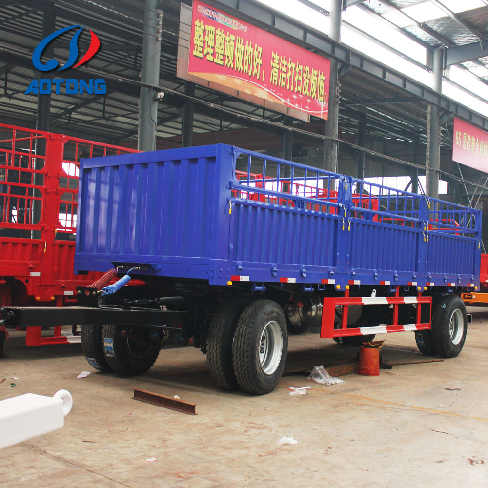 Buyer's Request 2 Axle 20Tons Draw Bar Full Mesh Tipping Trailer Cargo Fence Trailer