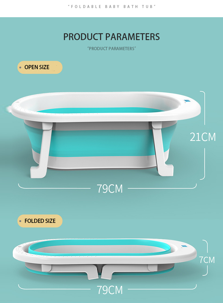 PP TPE Folding Baby Bath Tub Environmental friendly Pink Blue Open size 79*21cm